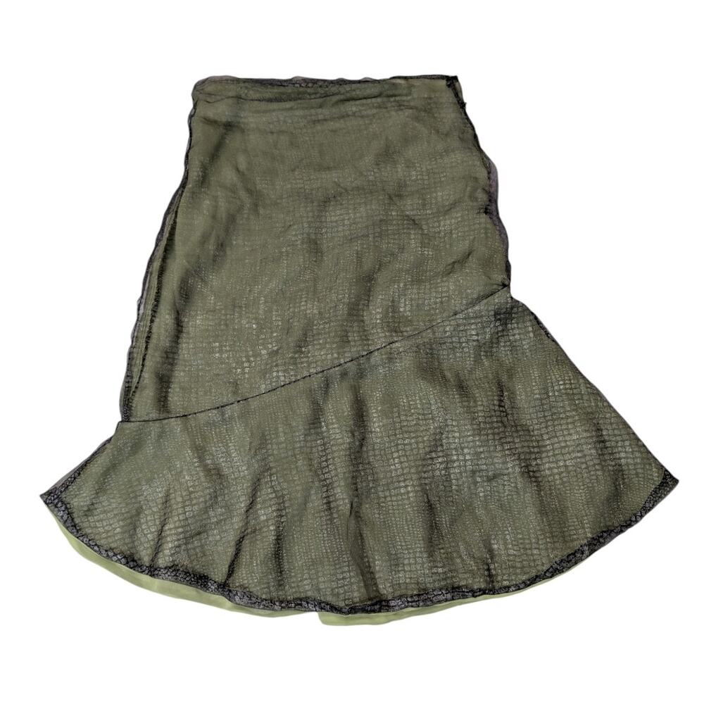 Handmade Sheer Asymmetrical Skirt Gray and Green Size M